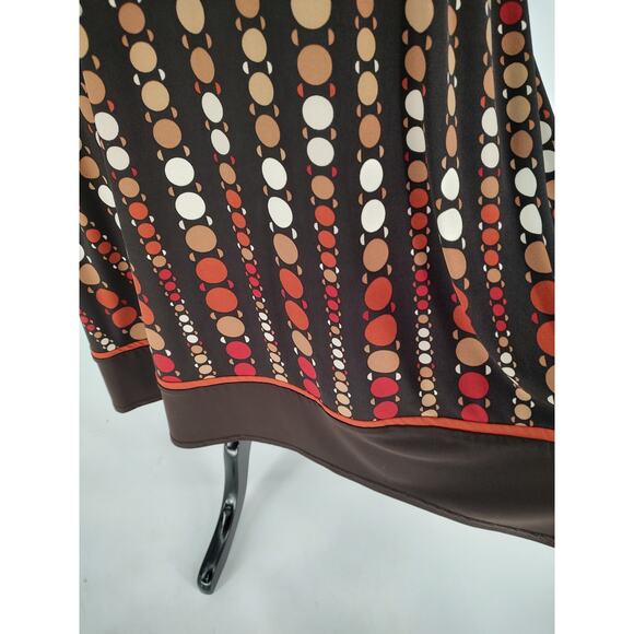 Sandra Darren Woman's Brown Dots Fit & Flare Dress Size 10 Cinched Waist V Neck - Picture 4 of 9